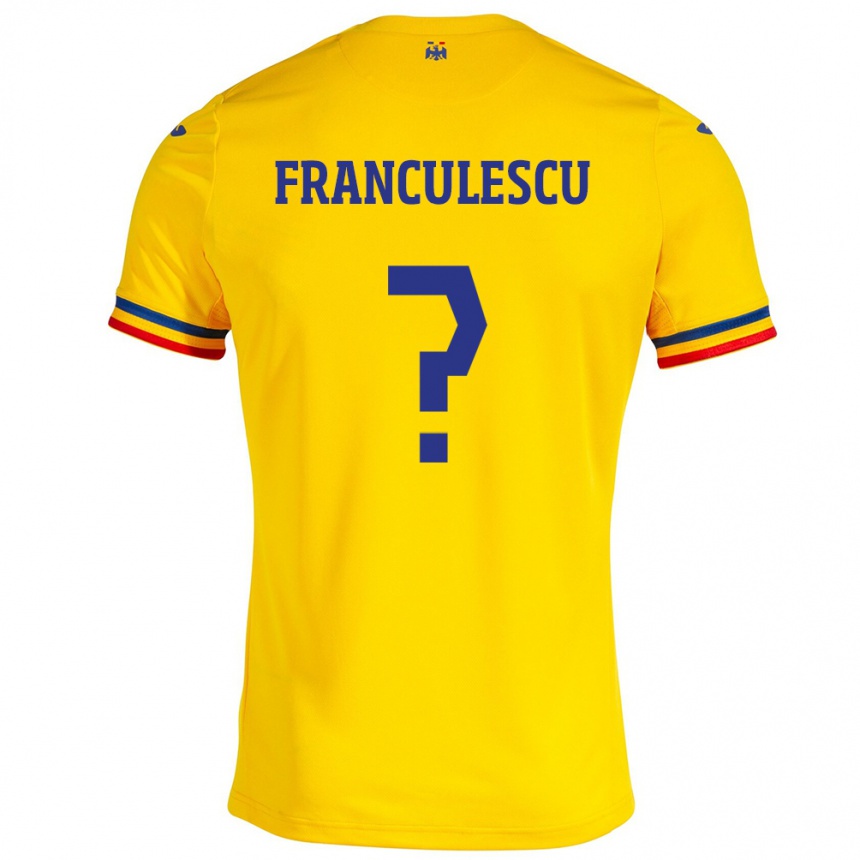 Kinder Fußball Rumänische Adrian Frânculescu #0 Gelb Heimtrikot Trikot 24-26 T-Shirt Luxemburg