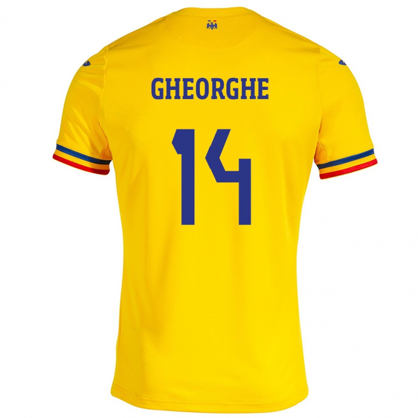 Kinder Fußball Rumänische Costyn Gheorghe #14 Gelb Heimtrikot Trikot 24-26 T-Shirt Luxemburg