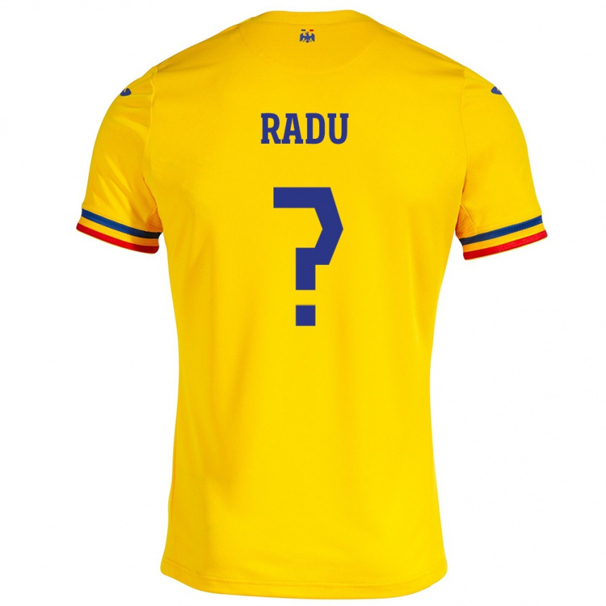 Kinder Fußball Rumänische Albert Radu #0 Gelb Heimtrikot Trikot 24-26 T-Shirt Luxemburg