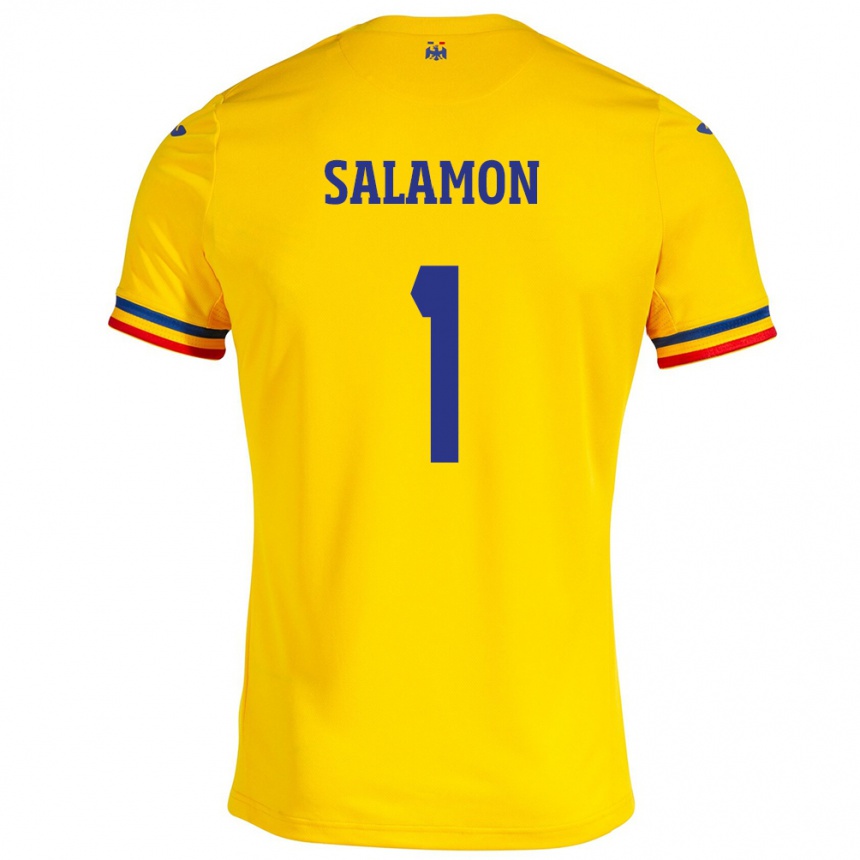 Kinder Fußball Rumänische Szidonia Salamon #1 Gelb Heimtrikot Trikot 24-26 T-Shirt Luxemburg