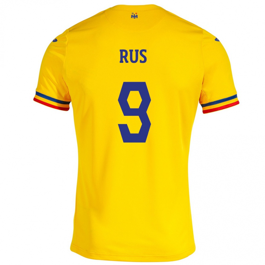 Kinder Fußball Rumänische Laura Rus #9 Gelb Heimtrikot Trikot 24-26 T-Shirt Luxemburg