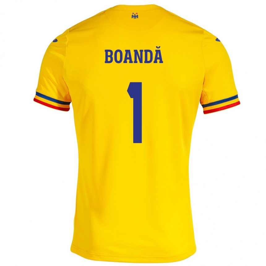 Kinder Fußball Rumänische Lavinia Boandă #1 Gelb Heimtrikot Trikot 24-26 T-Shirt Luxemburg