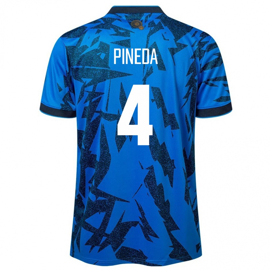 Kinder Fußball El Salvador Wálter Pineda #4 Blau Heimtrikot Trikot 24-26 T-Shirt Luxemburg