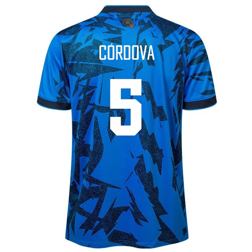 Kinder Fußball El Salvador Edwin Córdova #5 Blau Heimtrikot Trikot 24-26 T-Shirt Luxemburg