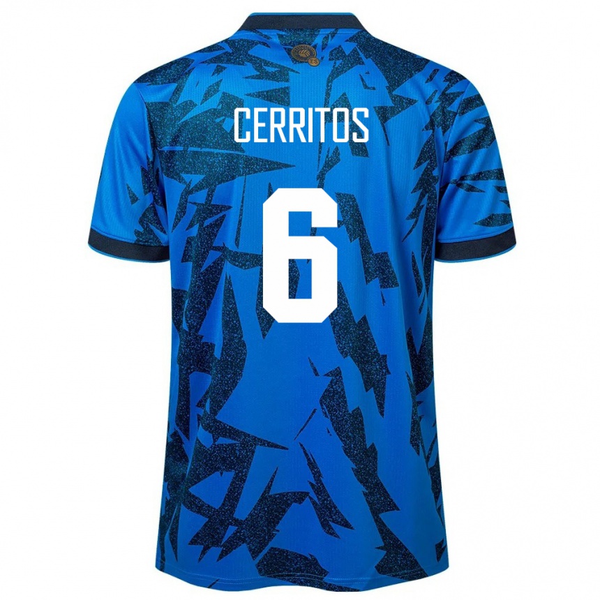 Kinder Fußball El Salvador Mauricio Cerritos #6 Blau Heimtrikot Trikot 24-26 T-Shirt Luxemburg