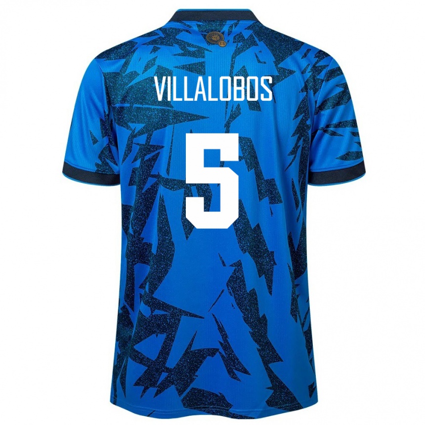 Kinder Fußball El Salvador Kristian Villalobos #5 Blau Heimtrikot Trikot 24-26 T-Shirt Luxemburg