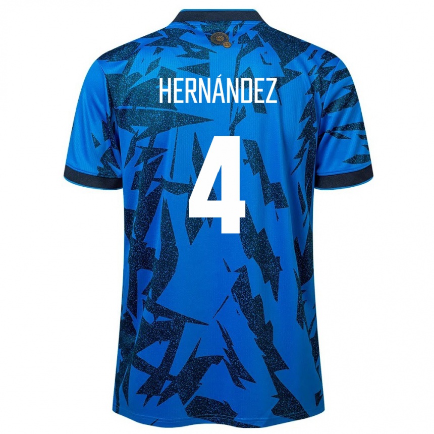 Kinder Fußball El Salvador Elaily Hernández #4 Blau Heimtrikot Trikot 24-26 T-Shirt Luxemburg