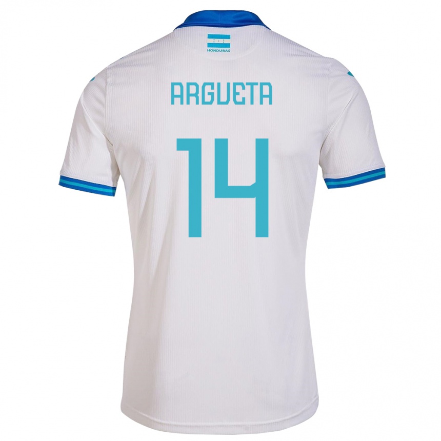 Kinder Fußball Honduras Carlos Argueta #14 Weiß Heimtrikot Trikot 24-26 T-Shirt Luxemburg