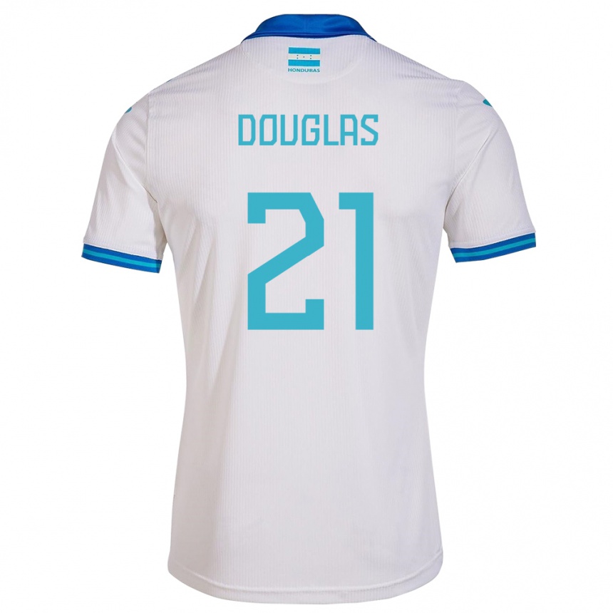 Kinder Fußball Honduras Douglas Martínez #21 Weiß Heimtrikot Trikot 24-26 T-Shirt Luxemburg