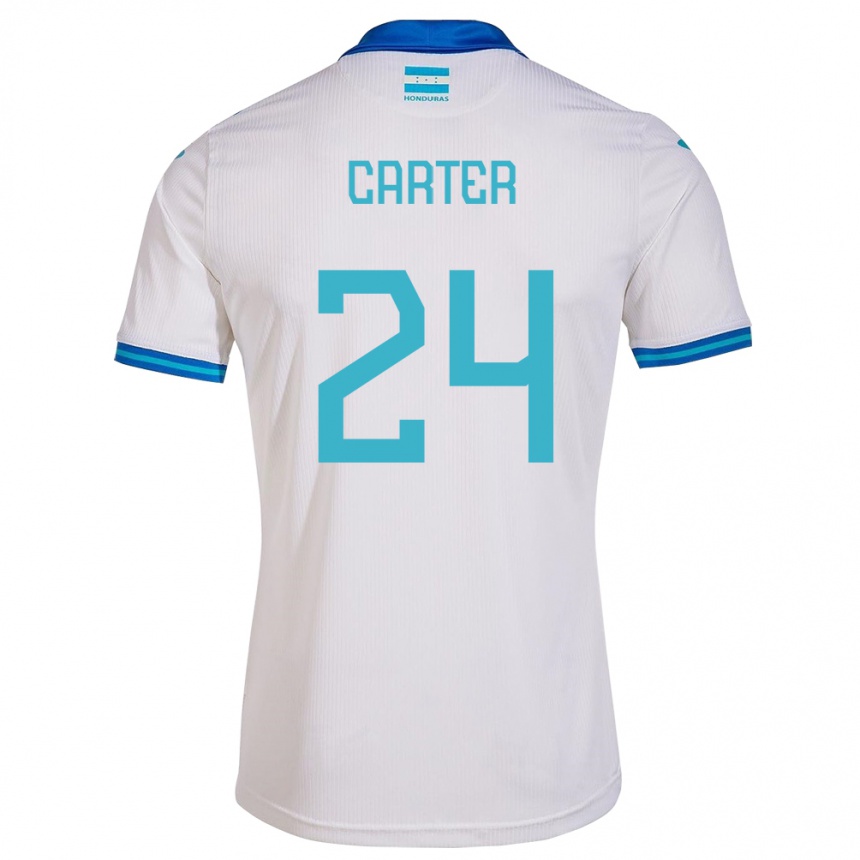 Kinder Fußball Honduras Daniel Carter #24 Weiß Heimtrikot Trikot 24-26 T-Shirt Luxemburg