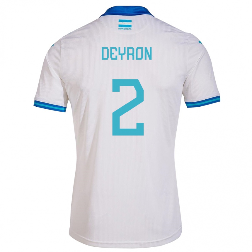 Kinder Fußball Honduras Deyron Martínez #2 Weiß Heimtrikot Trikot 24-26 T-Shirt Luxemburg