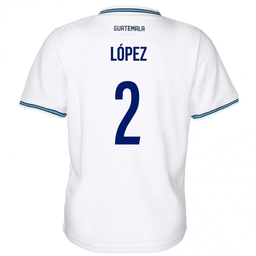 Kinder Fußball Guatemala Francisco López #2 Weiß Heimtrikot Trikot 24-26 T-Shirt Luxemburg