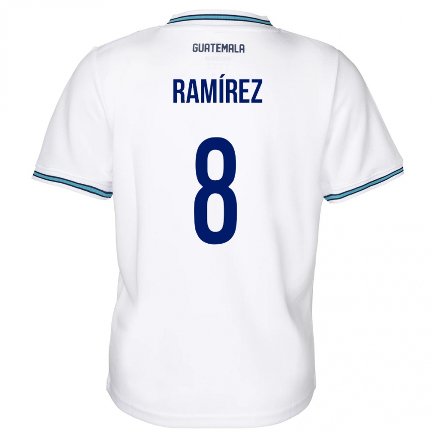 Kinder Fußball Guatemala Dennis Ramírez #8 Weiß Heimtrikot Trikot 24-26 T-Shirt Luxemburg