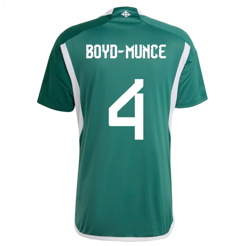 Kinder Fußball Nordirland Caolan Boyd-Munce #4 Grün Heimtrikot Trikot 24-26 T-Shirt Luxemburg