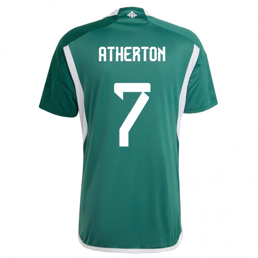 Kinder Fußball Nordirland Chris Atherton #7 Grün Heimtrikot Trikot 24-26 T-Shirt Luxemburg