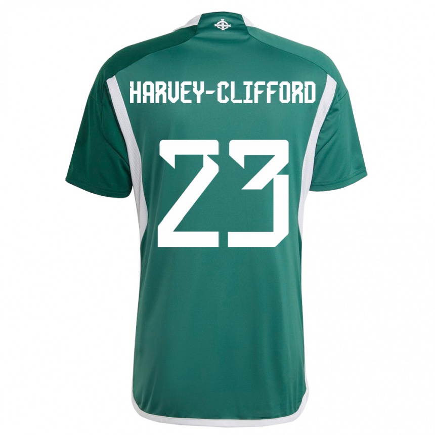 Kinder Fußball Nordirland Maddy Harvey-Clifford #23 Grün Heimtrikot Trikot 24-26 T-Shirt Luxemburg