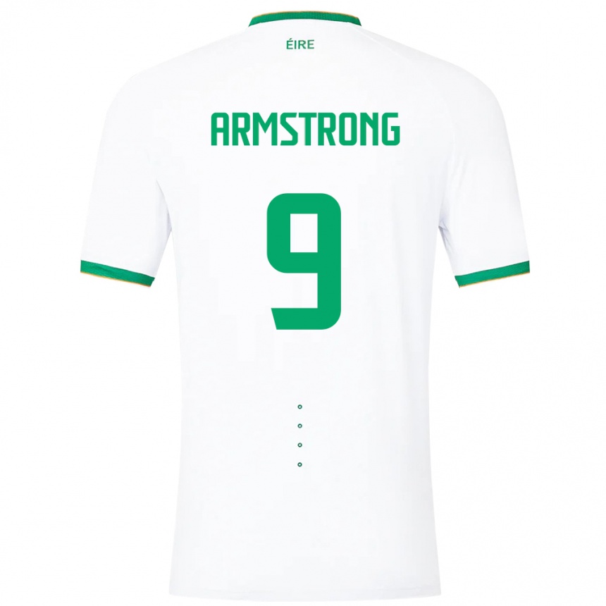 Kinder Fußball Irische Sinclair Armstrong #9 Weiß Auswärtstrikot Trikot 24-26 T-Shirt Luxemburg