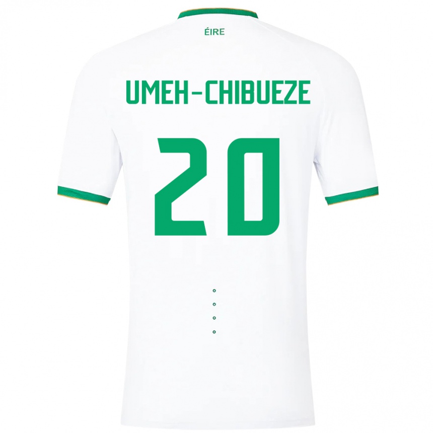 Kinder Fußball Irische Franco Umeh-Chibueze #20 Weiß Auswärtstrikot Trikot 24-26 T-Shirt Luxemburg