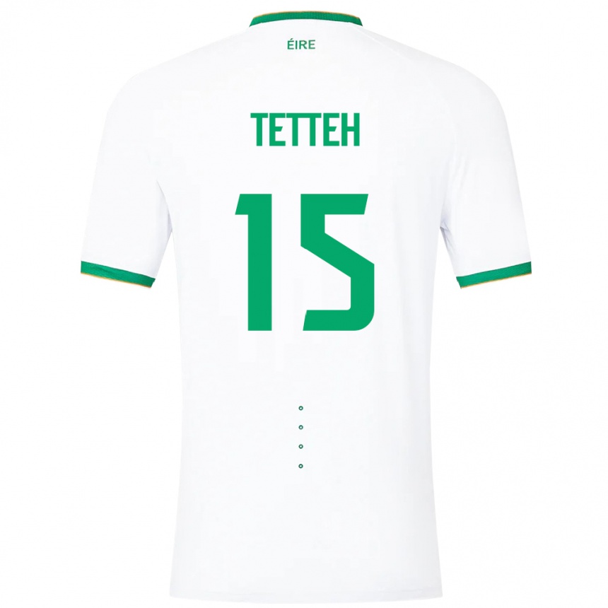 Kinder Fußball Irische Gideon Tetteh #15 Weiß Auswärtstrikot Trikot 24-26 T-Shirt Luxemburg