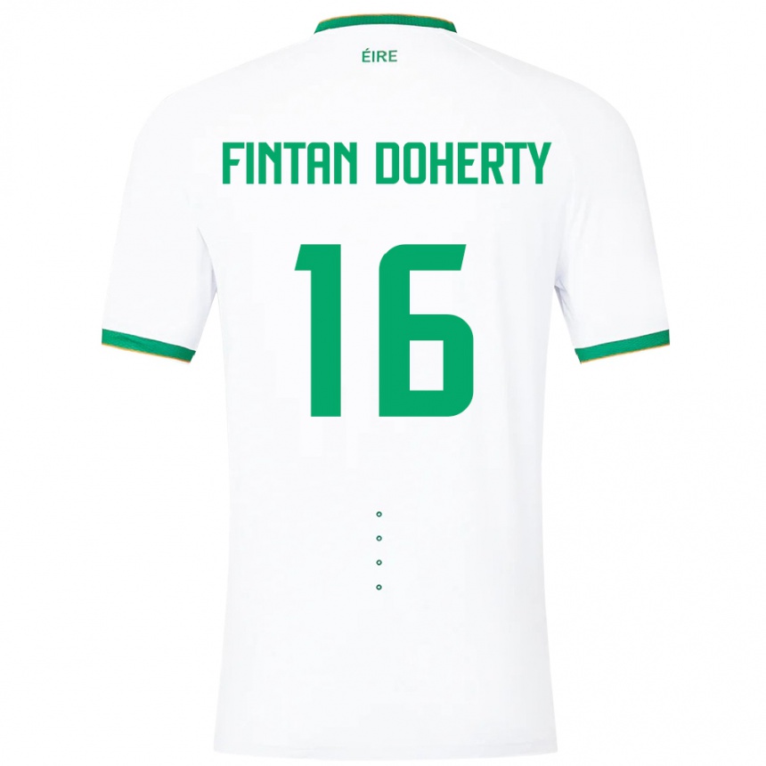 Kinder Fußball Irische Fintan Doherty #16 Weiß Auswärtstrikot Trikot 24-26 T-Shirt Luxemburg