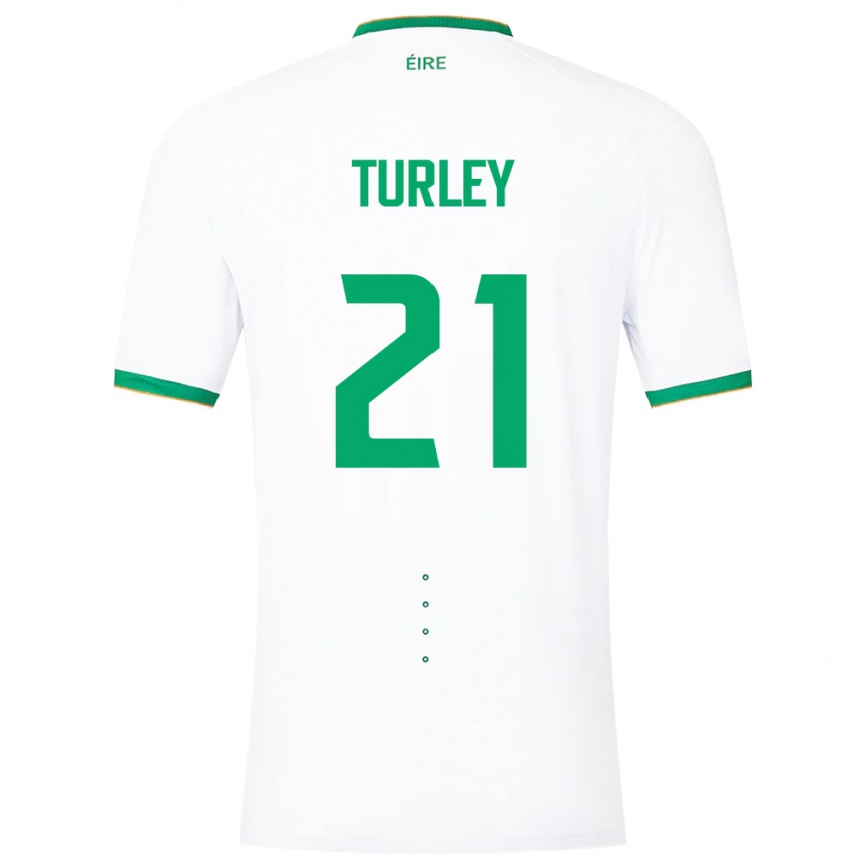 Kinder Fußball Irische Freddie Turley #21 Weiß Auswärtstrikot Trikot 24-26 T-Shirt Luxemburg