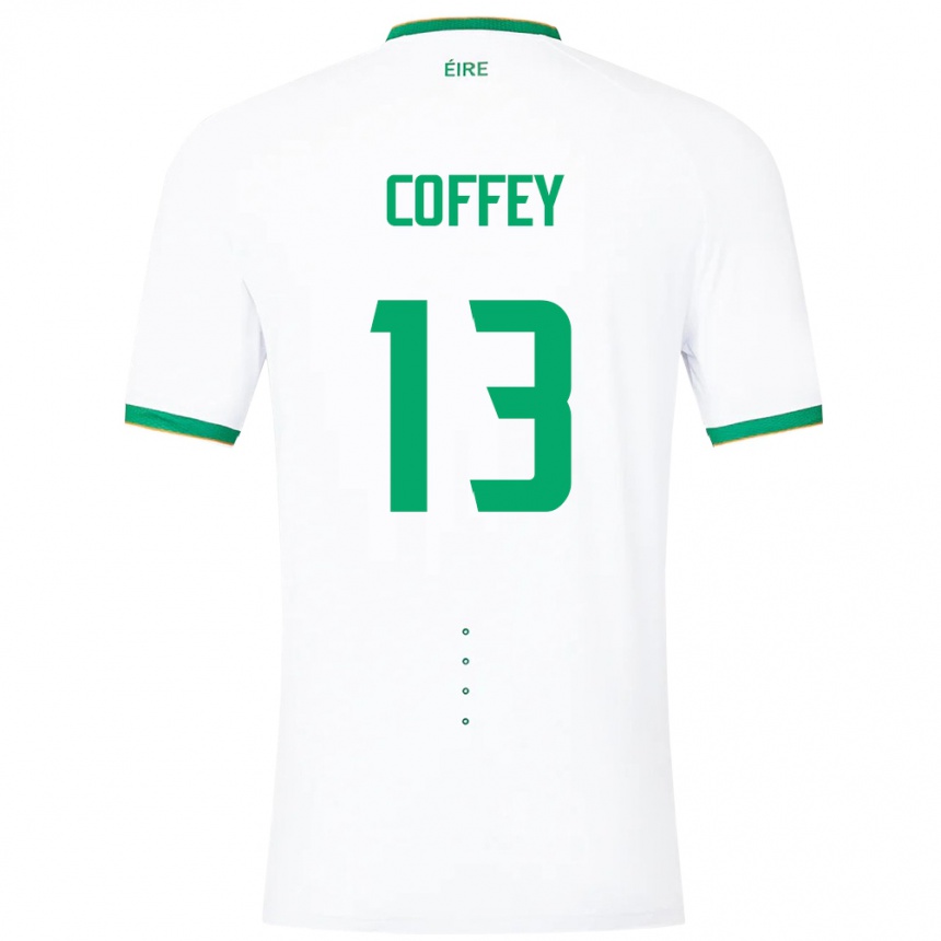 Kinder Fußball Irische Fiachra Coffey #13 Weiß Auswärtstrikot Trikot 24-26 T-Shirt Luxemburg