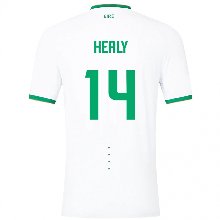 Kinder Fußball Irische Freya Healy #14 Weiß Auswärtstrikot Trikot 24-26 T-Shirt Luxemburg