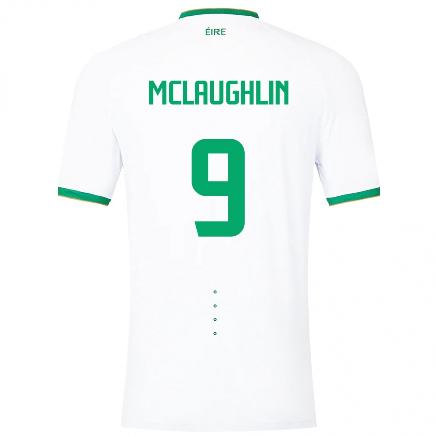 Kinder Fußball Irische Erin Mclaughlin #9 Weiß Auswärtstrikot Trikot 24-26 T-Shirt Luxemburg