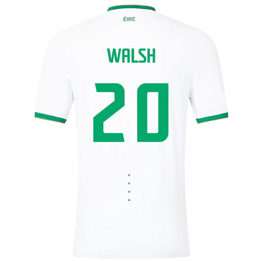 Kinder Fußball Irische Claire Walsh #20 Weiß Auswärtstrikot Trikot 24-26 T-Shirt Luxemburg