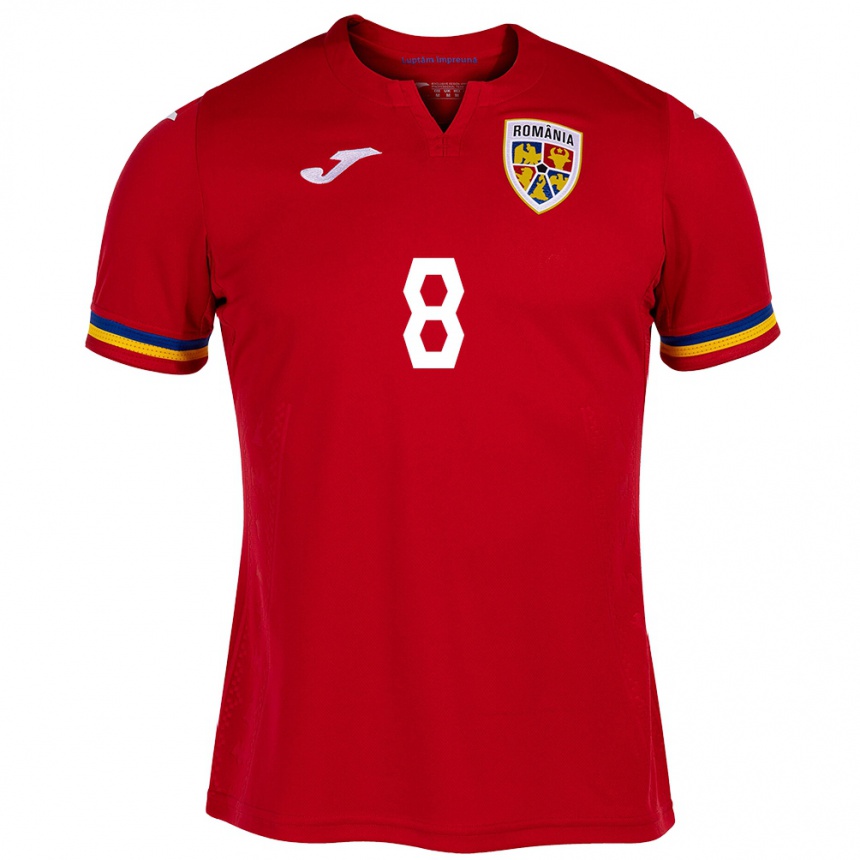 Kinder Fußball Rumänische Alexandru Cicâldău #8 Rot Auswärtstrikot Trikot 24-26 T-Shirt Luxemburg