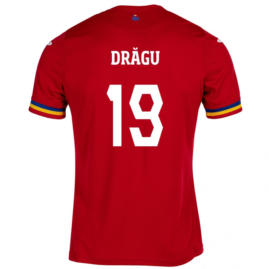 Kinder Fußball Rumänische Denis Drăguş #19 Rot Auswärtstrikot Trikot 24-26 T-Shirt Luxemburg