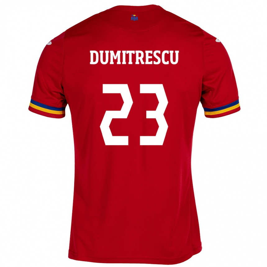 Kinder Fußball Rumänische Andres Dumitrescu #23 Rot Auswärtstrikot Trikot 24-26 T-Shirt Luxemburg