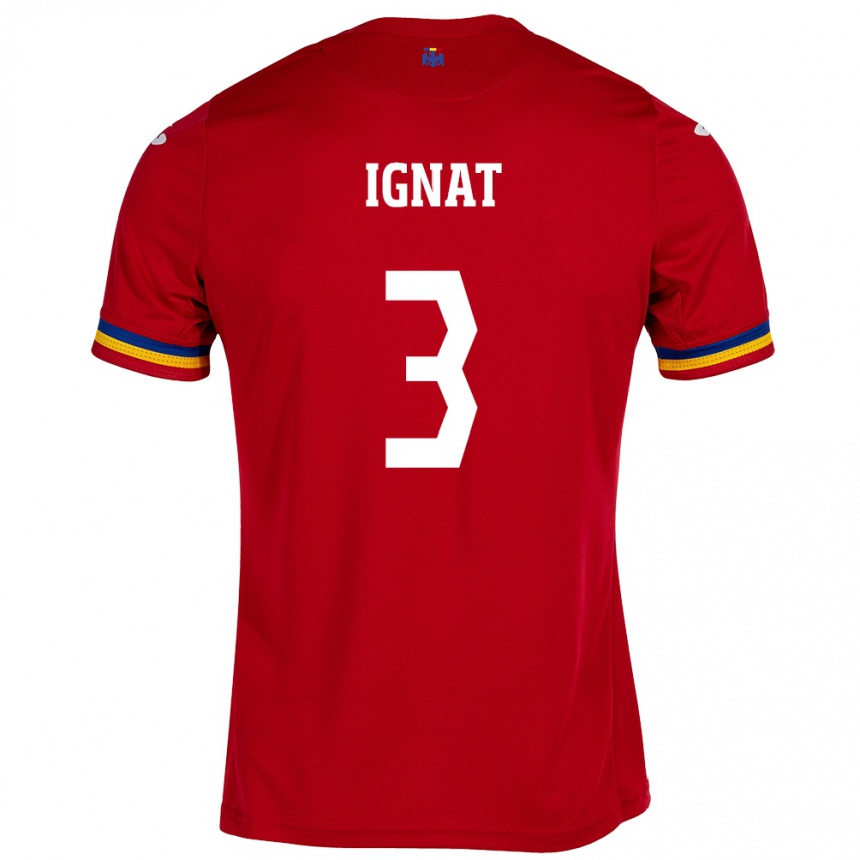 Kinder Fußball Rumänische Cristian Ignat #3 Rot Auswärtstrikot Trikot 24-26 T-Shirt Luxemburg