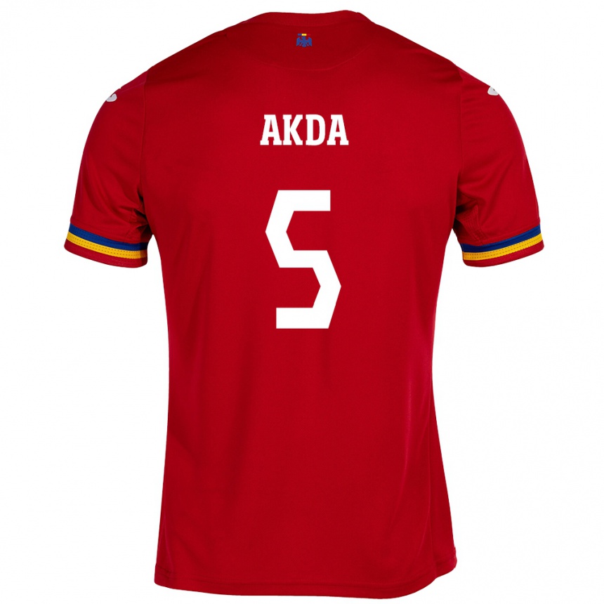 Kinder Fußball Rumänische Ümit Akdağ #5 Rot Auswärtstrikot Trikot 24-26 T-Shirt Luxemburg