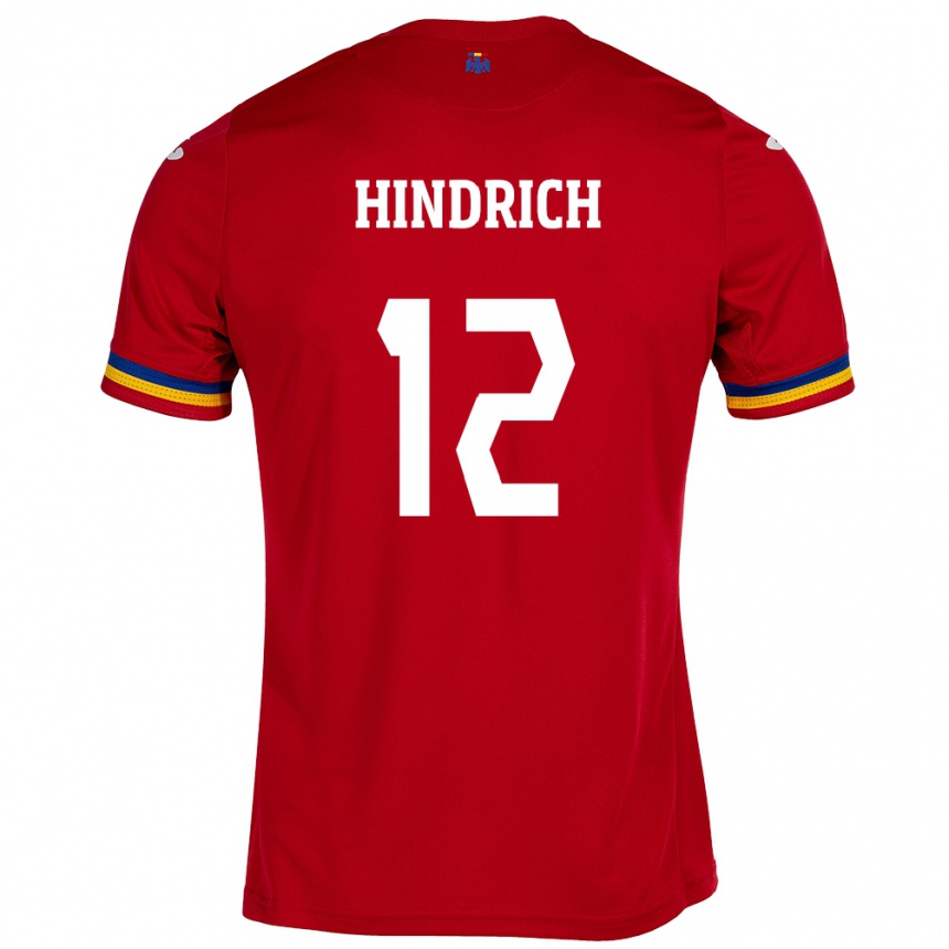 Kinder Fußball Rumänische Otto Hindrich #12 Rot Auswärtstrikot Trikot 24-26 T-Shirt Luxemburg