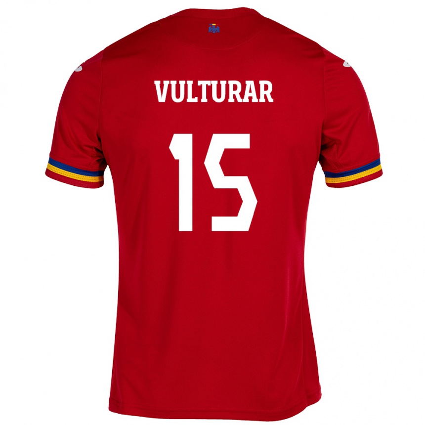 Kinder Fußball Rumänische Cătălin Vulturar #15 Rot Auswärtstrikot Trikot 24-26 T-Shirt Luxemburg