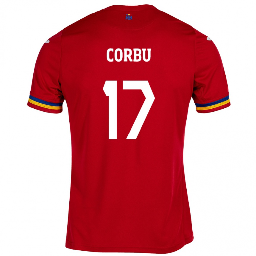 Kinder Fußball Rumänische Marius Corbu #17 Rot Auswärtstrikot Trikot 24-26 T-Shirt Luxemburg