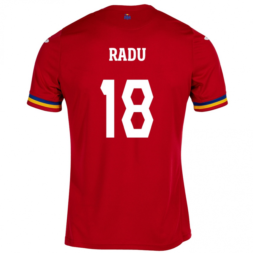 Kinder Fußball Rumänische Denis Radu #18 Rot Auswärtstrikot Trikot 24-26 T-Shirt Luxemburg