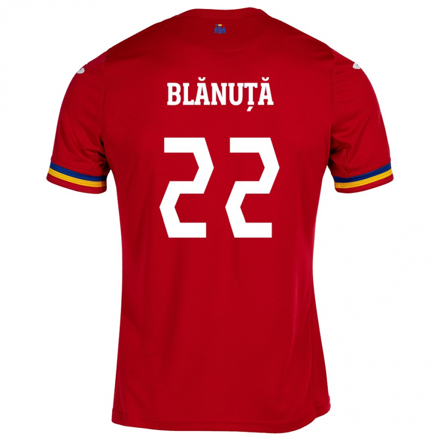 Kinder Fußball Rumänische Vladislav Blănuță #22 Rot Auswärtstrikot Trikot 24-26 T-Shirt Luxemburg