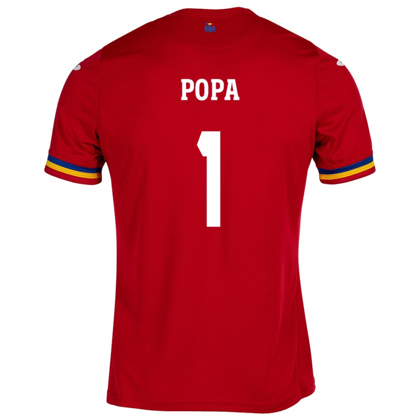 Kinder Fußball Rumänische Robert Popa #1 Rot Auswärtstrikot Trikot 24-26 T-Shirt Luxemburg