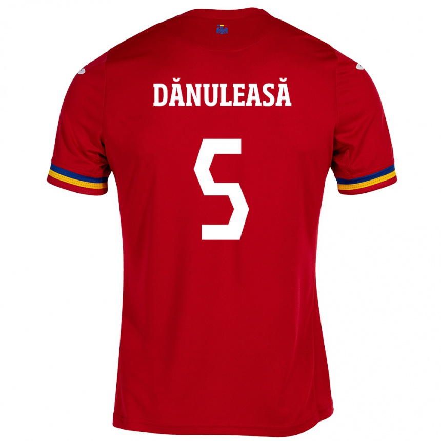 Kinder Fußball Rumänische Gabriel Dănuleasă #5 Rot Auswärtstrikot Trikot 24-26 T-Shirt Luxemburg