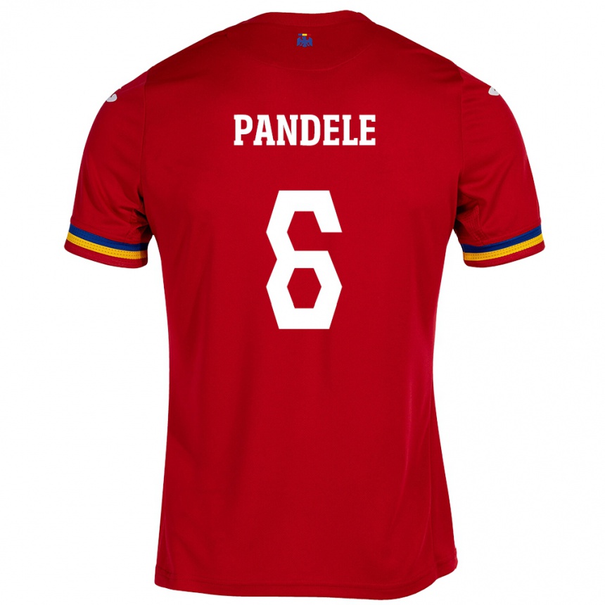 Kinder Fußball Rumänische Andrei Pandele #6 Rot Auswärtstrikot Trikot 24-26 T-Shirt Luxemburg