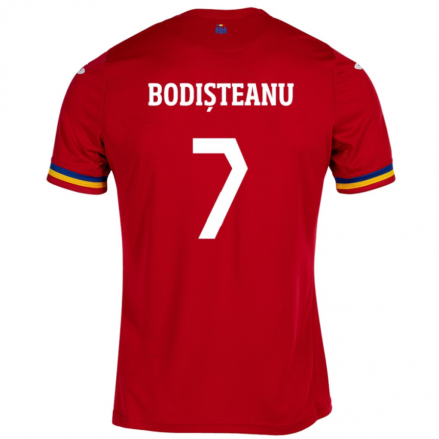 Kinder Fußball Rumänische Ștefan Bodișteanu #7 Rot Auswärtstrikot Trikot 24-26 T-Shirt Luxemburg