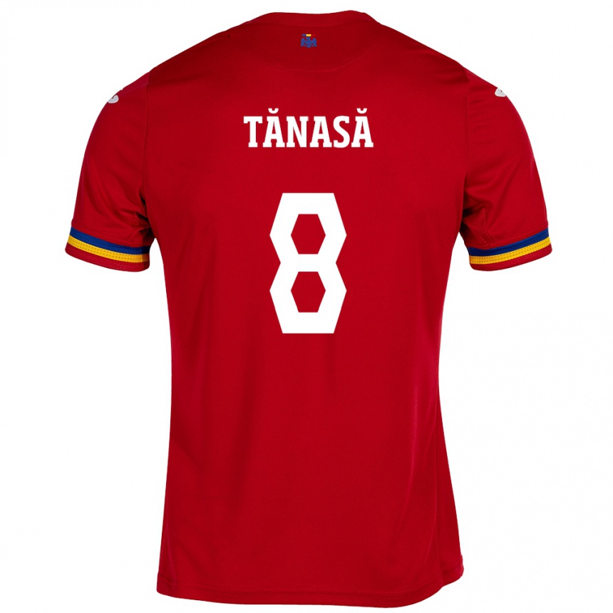 Kinder Fußball Rumänische Răzvan Tănasă #8 Rot Auswärtstrikot Trikot 24-26 T-Shirt Luxemburg