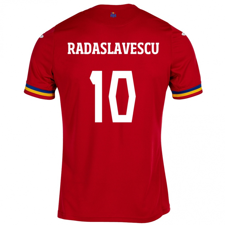 Kinder Fußball Rumänische Eduard Radaslavescu #10 Rot Auswärtstrikot Trikot 24-26 T-Shirt Luxemburg