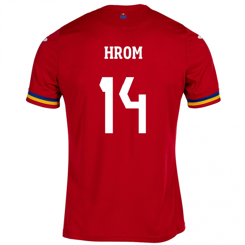 Kinder Fußball Rumänische Darian Hrom #14 Rot Auswärtstrikot Trikot 24-26 T-Shirt Luxemburg