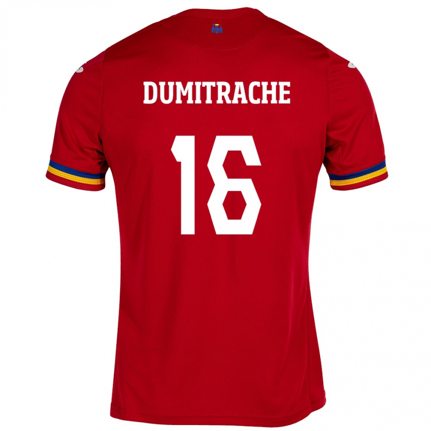 Kinder Fußball Rumänische Valentin Dumitrache #16 Rot Auswärtstrikot Trikot 24-26 T-Shirt Luxemburg