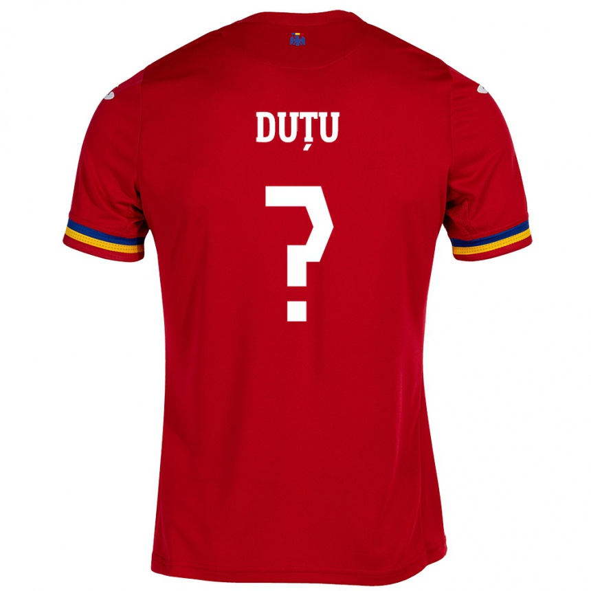 Kinder Fußball Rumänische Matteo Duțu #0 Rot Auswärtstrikot Trikot 24-26 T-Shirt Luxemburg