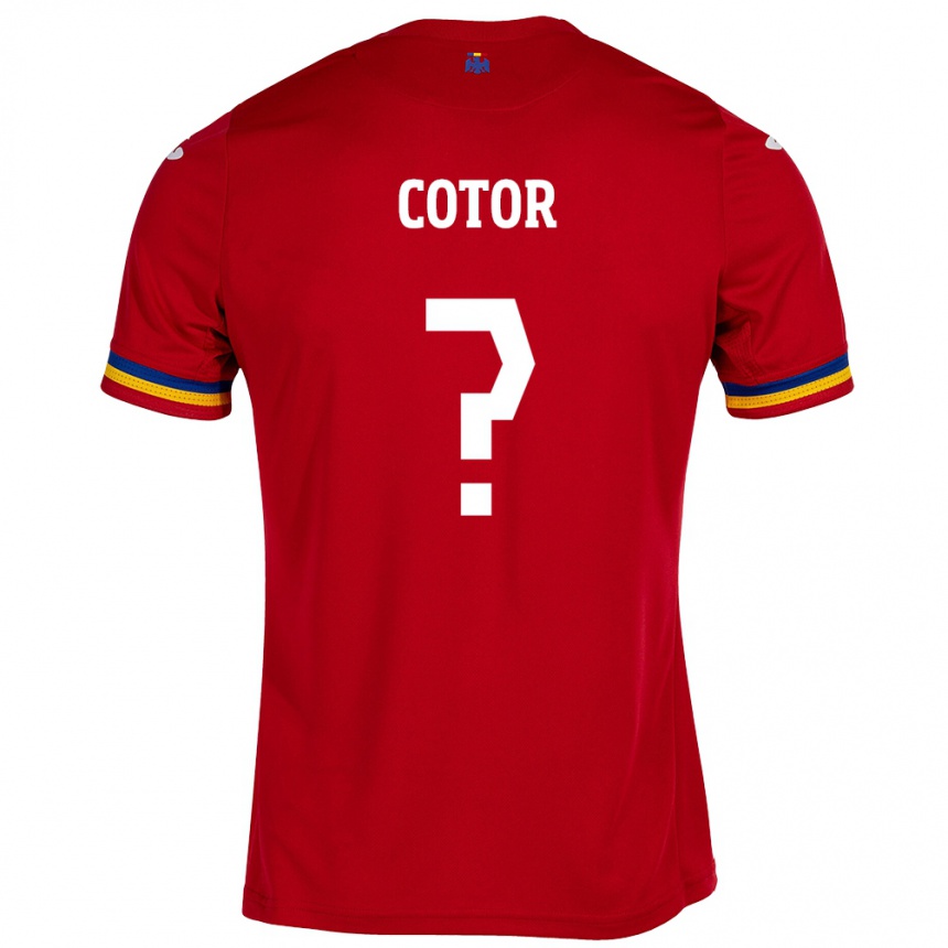 Kinder Fußball Rumänische Eduard Cotor #0 Rot Auswärtstrikot Trikot 24-26 T-Shirt Luxemburg