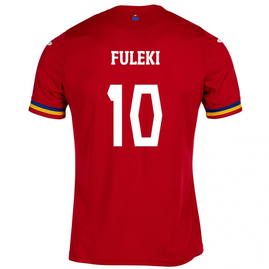 Kinder Fußball Rumänische Samuel Fuleki #10 Rot Auswärtstrikot Trikot 24-26 T-Shirt Luxemburg